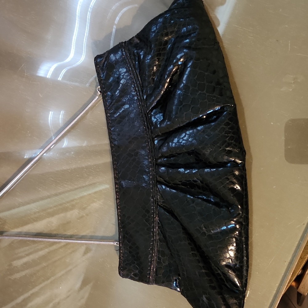Steve Madden Black Evening Bag With Silver Strap.